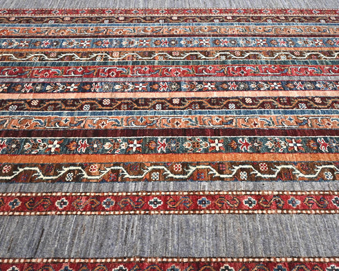 4x6 Gray Khurgeen Afghan Hand Knotted Wool Area Rug